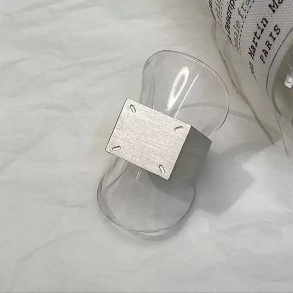 Silver Rectangle Wide Open Ring